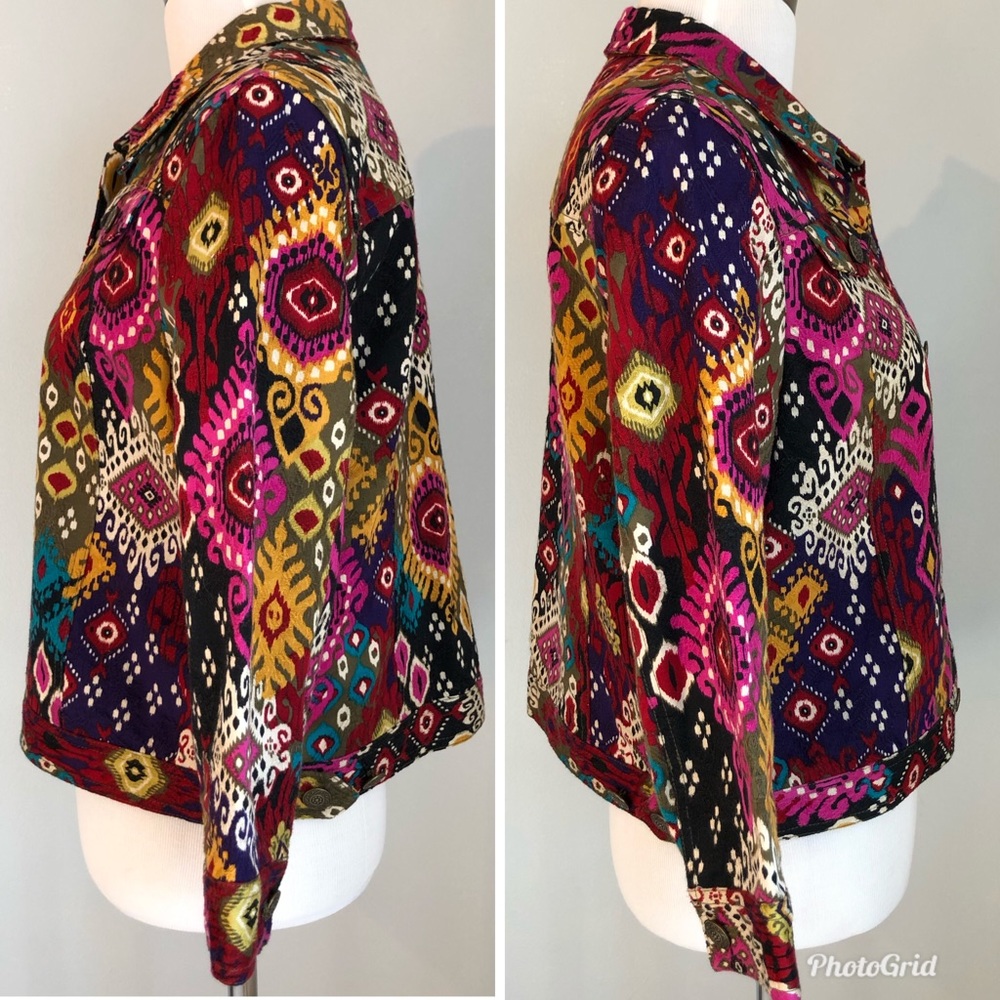 Ruby Rd. Multi Colored Colorful Jean Jacket, Size… - image 5